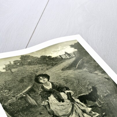 A Tiff 1878 Outdoors Nature Walk Woman Dog Fence Man Country Lane Umbrella Hat by Anonymous