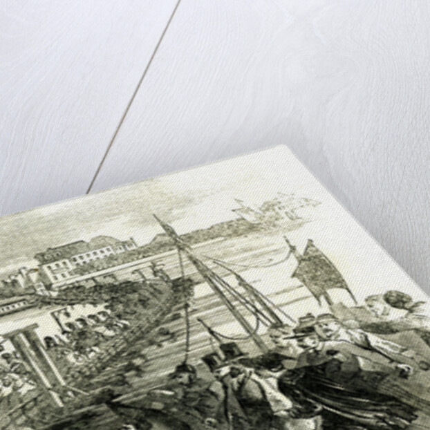 Cologne Köln 1846 the Charge of Cavalry Across the Bridge of Boats During the Riot at Cologne. by Anonymous