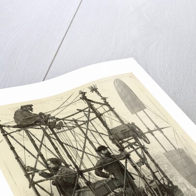 Albert Tissandier, Gaston Tissandier, and an unidentified man in the basket of their airship by P. Ferat