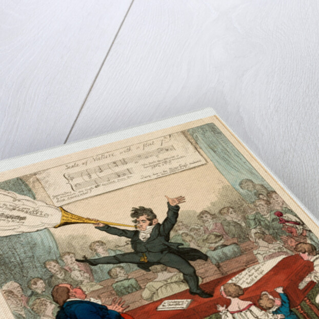 A German mountebank blowing his own trumpet at a Dutch concert of 500 piano fortes by George Cruikshank