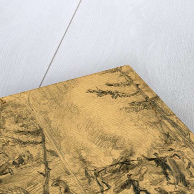 Building military bridges. Making charcoal for the army force by Alfred R Waud