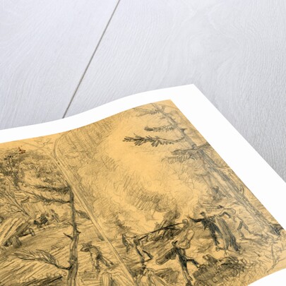 Building military bridges. Making charcoal for the army force by Alfred R Waud