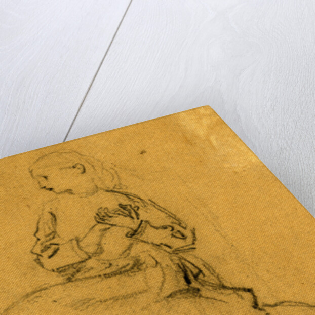 Young girl with clasped hands by Alfred R Waud