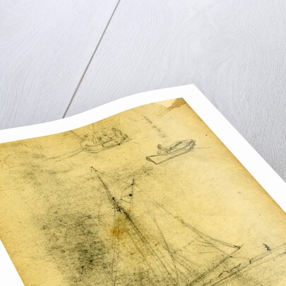 Small sailboat and rowboats by Alfred R Waud