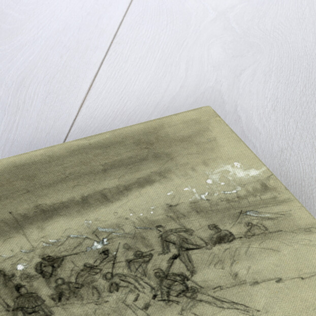 12th Maine, 19th corps driven out of their camp and over the earth works by Alfred R Waud