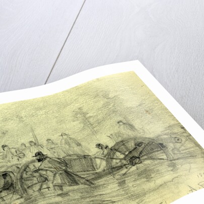 Dragging up the guns on the recent reconnoisance in force (night) 1864, 1864 ca. February by Alfred R Waud