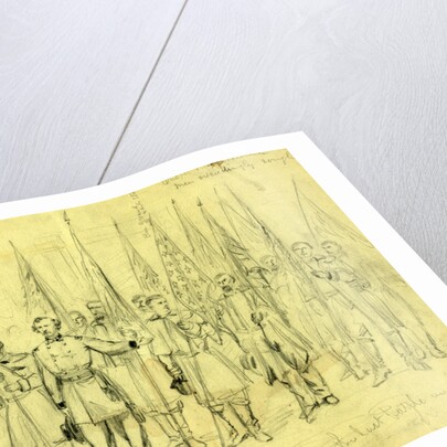 Genl. Custer presenting the flags captured in the last battle in the valley, 1864 October 23 by Alfred R Waud