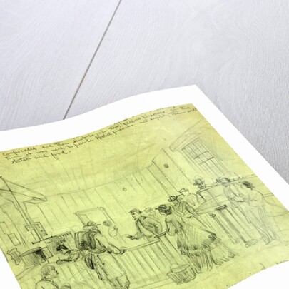 Lt. Bishop A.P.M. receiving prisoners in the room in Libby where our soldiers used to be robbed by the chivalry, 1865 by Alfred R Waud