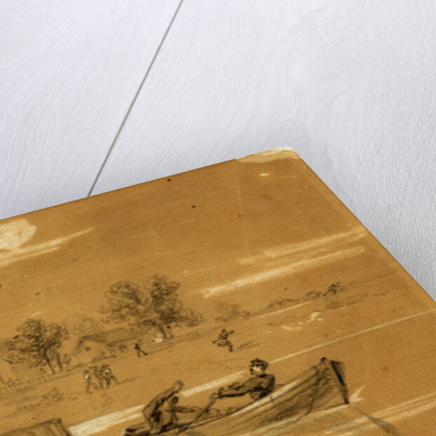 Guerilla warfare. Unarmed Union soldiers fired at by farmers on the James River, 1862 ca. July 8 by Alfred R Waud