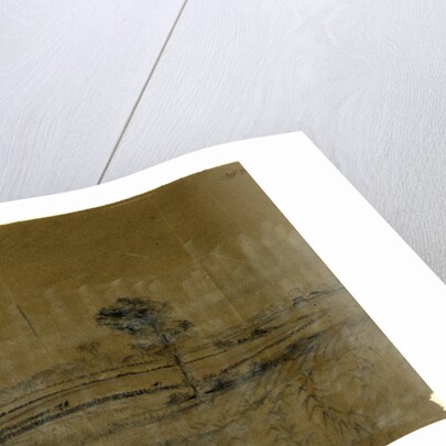 Officers on horseback watching infantry drills in distance by Alfred R Waud