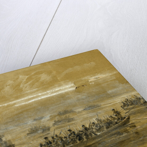 Russells Brigade, 1st div. 6th Army Corps, crossing in Pontoons to storm the enemies rifle pits on the Rappahannock by Alfred R Waud