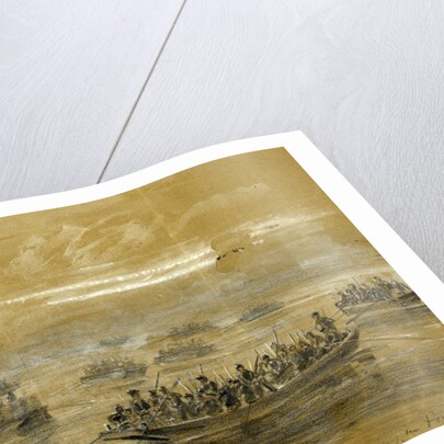 Russells Brigade, 1st div. 6th Army Corps, crossing in Pontoons to storm the enemies rifle pits on the Rappahannock by Alfred R Waud