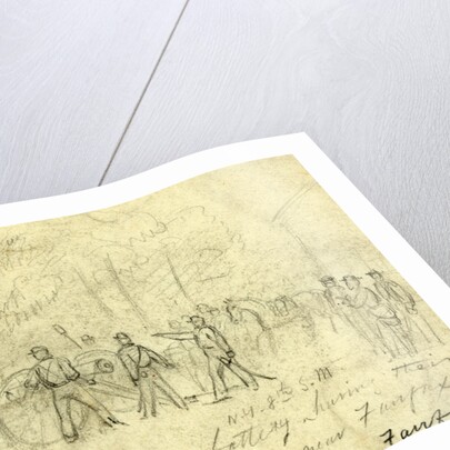 Captain Varians battery N.Y. 8th S.M. having their first shot at the enemy near Fairfax by Alfred R Waud