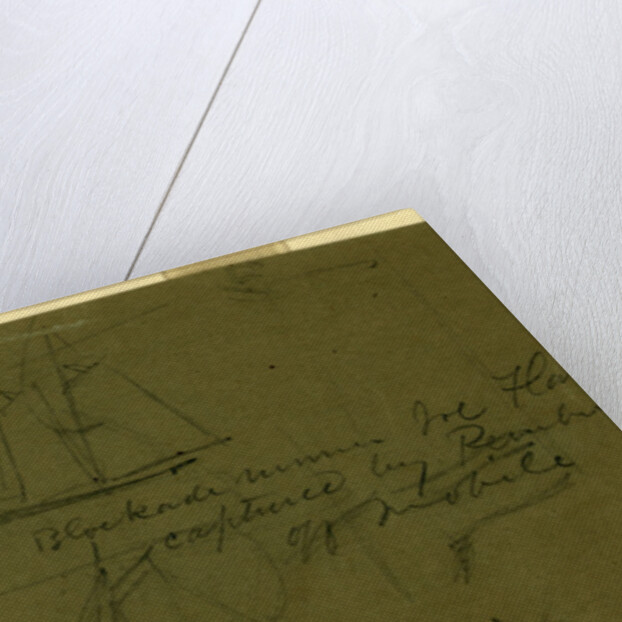 Broadside views of three ships, Kanawha Blockade runner Joe Flanner, captured by Pembina 1863 off Mobile; and Elias Beckwith by Alfred R Waud