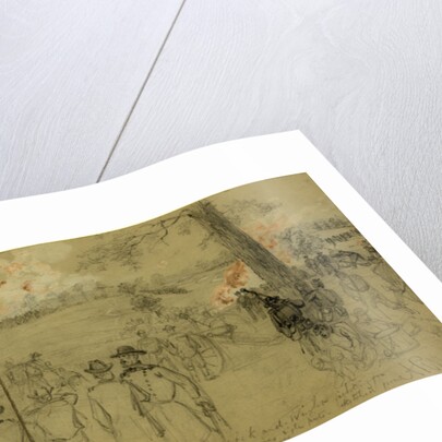 12th May Hancock and Wright fighting for the enemies rifle pits sketched from Lundmans house by Alfred R Waud