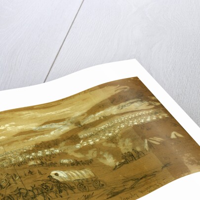 Sheridans Wagon Trains in the Valley. Early morning mist and smoke by Alfred R Waud