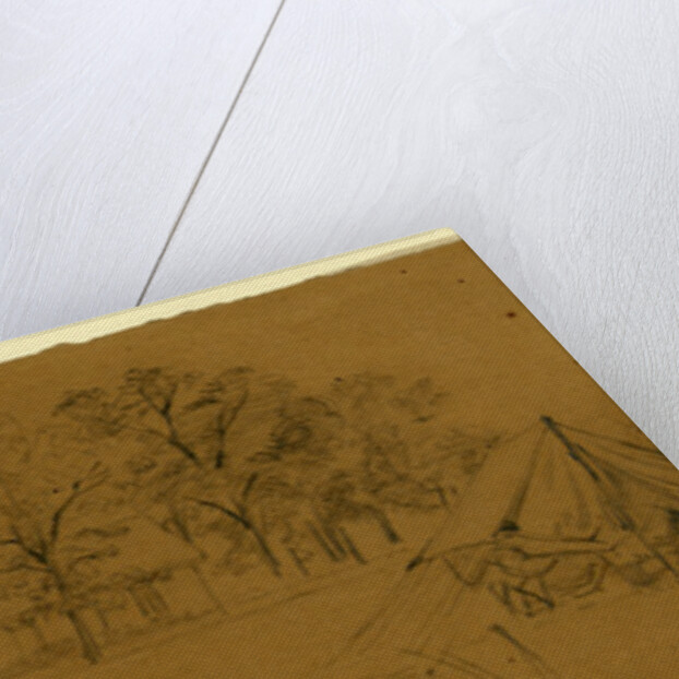 Soldiers in their tents in army camp by Alfred R Waud