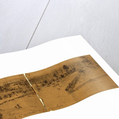 Camp at Cumberland with a view of the Pamunkey River full of gunboats and transports by Alfred R Waud