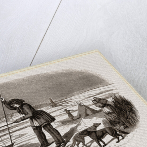 Chippeway Indian fishing on the ice USA America by Anonymous