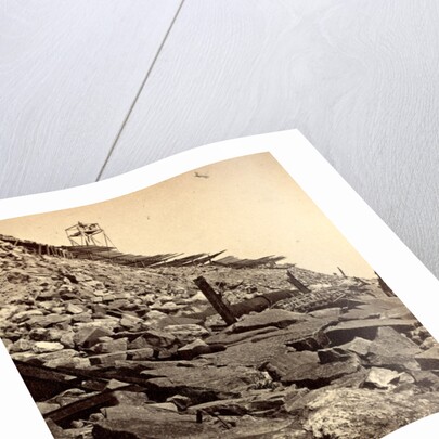 Sea face of Fort Sumpte, shewing (i.e. showing) light house, broken gun by Anonymous