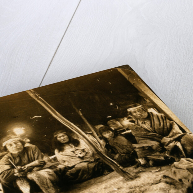 A typical group of Patagonians under their sheepskin tent, a race of South American giants, World's Fair, St. Louis, USA by Anonymous