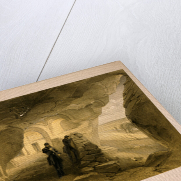 Excavated church in the caverns at Inkermann, looking west by William Simpson