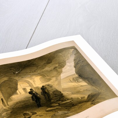 Excavated church in the caverns at Inkermann, looking west by William Simpson