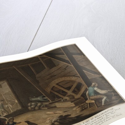 A perspective view of a scutch mill by Anonymous