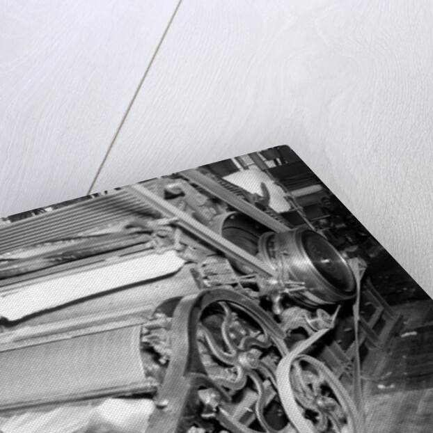 Manchester, New Hampshire - Textiles. Pacific Mills. Carding machine, April 1937 by Lewis Hine