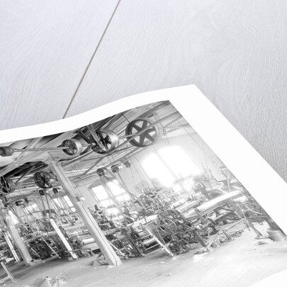 Paterson, New Jersey - Textiles. Two views of an idle petty shop. Taken in the Barnet Mills, June 1937 by Lewis Hine