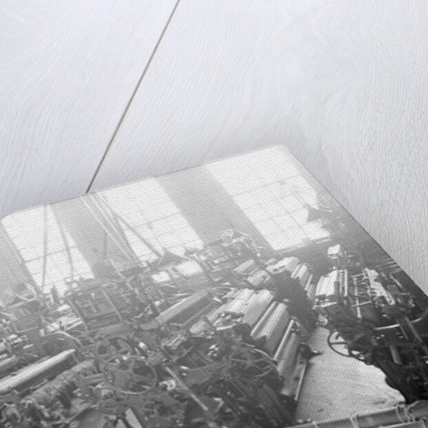 Paterson, New Jersey - Textiles. Idle looms in a cockroach shop. Note the empty beams in the foreground, March 1937 by Lewis Hine