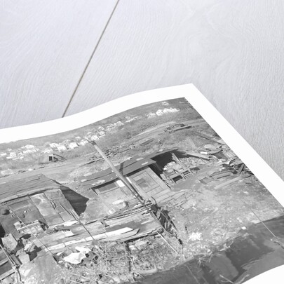 Paterson, New Jersey - Textiles. Bachelor shacks in outskirts of Paterson, on Molly Jan Brook by Lewis Hine