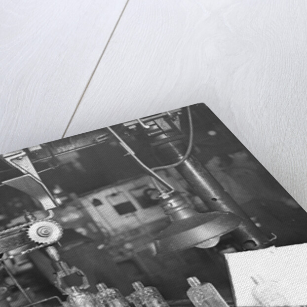 Millville, New Jersey - Glass bottles. Bottles moving along a conveyor belt, 1936 by Lewis Hine