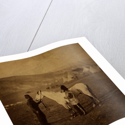 Colonel Clarke, Scots' Greys, with the horse wounded at Balaklava, Crimean War by Roger Fenton