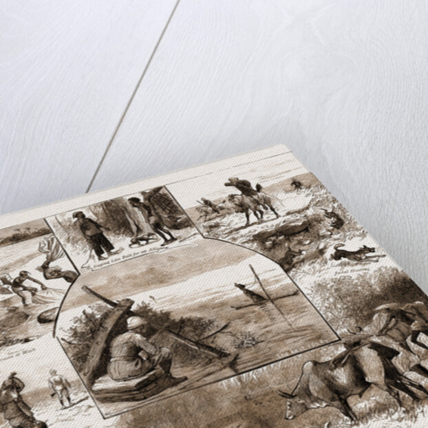 Some Indian Sporting Notes, 1883; The Bait Ready, Quail Snaring With Trained Cattle, Jackal Hunting, Washerman At Work by Anonymous