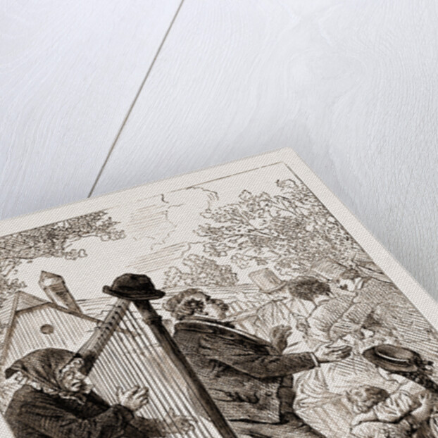A Harpist, Vienna Engraving 1873 by Anonymous
