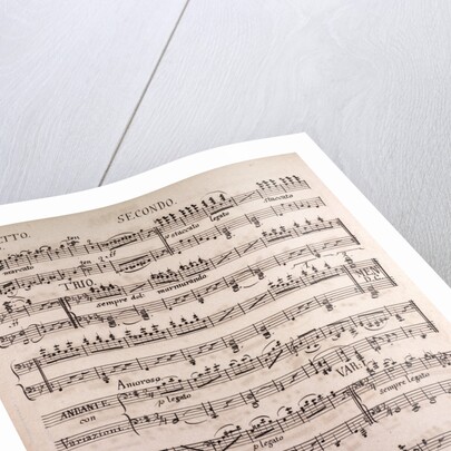 Handwritten sheet music, menuetto presto, amoroso, andante by Anonymous