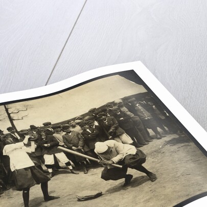 New York female Giants - Miss McCullum catcher and Miss Ryan at bat, USA by Anonymous