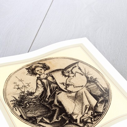 Shield with Unicorn, Held by Woman by Martin Schongauer