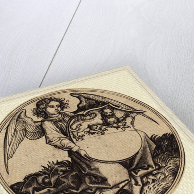 Shield with Lion, Held by Angel by Martin Schongauer