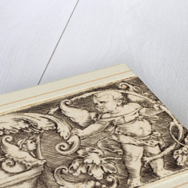 Ornament with a Vase between Two Genii by Sebald Beham