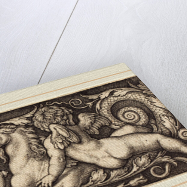 Ornament with Two Genii Riding on Two Chimeras, 1544 by Sebald Beham