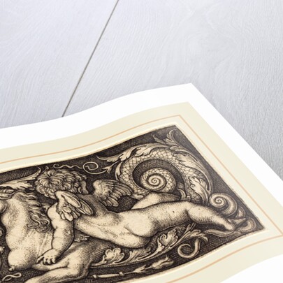 Ornament with Two Genii Riding on Two Chimeras, 1544 by Sebald Beham