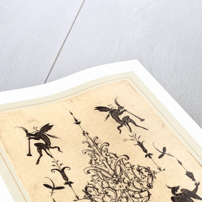 Brooch with Fantasy Creatures Blowing Horns at Top and Winged Griffins at Bottom, 1596 by Daniel Mignot