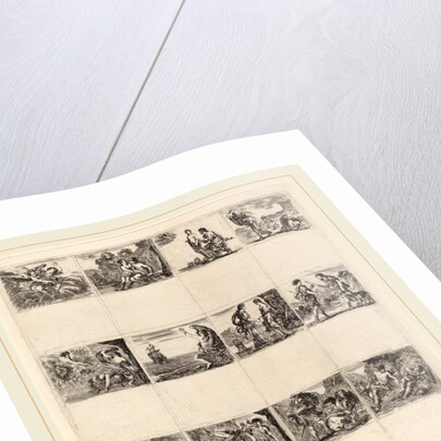 Mythological Playing Cards, 1644, 12 etchings on one sheet by Stefano Della Bella