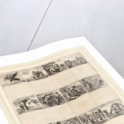 Mythological Playing Cards, 1644, 12 etchings on one sheet by Stefano Della Bella