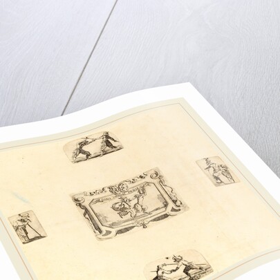 Soldiers, 5 etchings on 1 sheet of laid paper restrikes by Stefano Della Bella