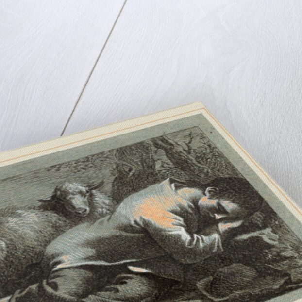 Peasant Boy Asleep near Two Sheep by Francesco Londonio