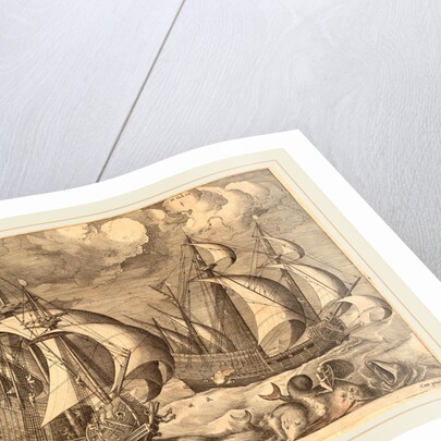 Three Caravels in a Rising Squall with Adrion on a Dolphin, 1565 by Frans Huys