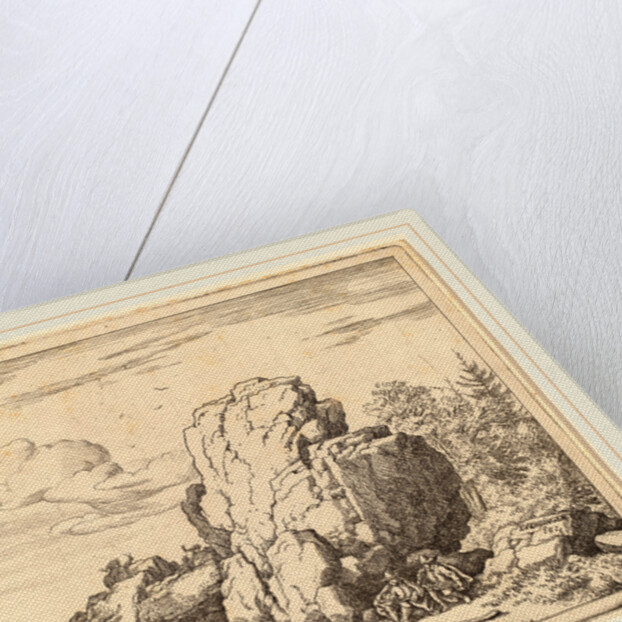 Two Men Seated at the Foot of a High Rock by Allart van Everdingen